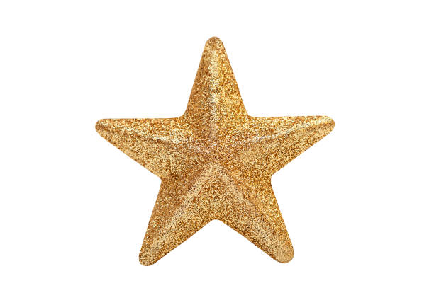 istock Golden Christmas star isolated on white background 1350231592