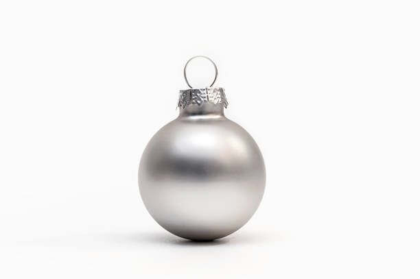 istock Silver Christmas ball on white background 1350231607