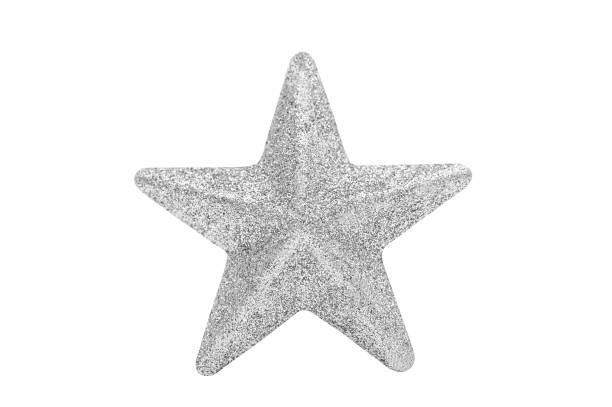 istock Silver Christmas star isolated on white background 1350231682