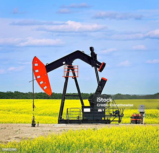 Annuendo Pompa Olio Nelle Prairies - Fotografie stock e altre immagini di Agricoltura - Agricoltura, Ambientazione esterna, Benzina