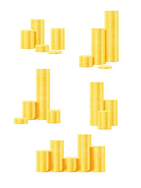 Vector illustration of Stacks of golden coins