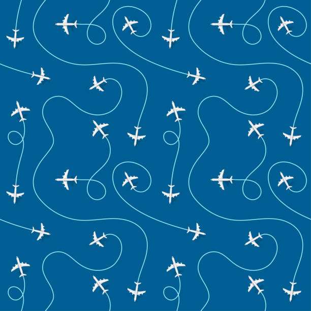 Airplane destinations vector seamless background Vector illustration airport designs stock illustrations