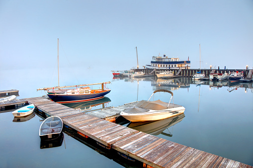 The view of the seaside and coastal area of Williamstown in Melbourne in the sunrise