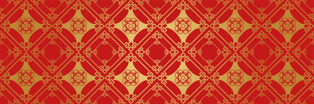 ilustrações, clipart, desenhos animados e ícones de imagem de fundo em estilo chinês com ornamento decorativo dourado no fundo vermelho para o seu design. fundo para papel de parede, texturas. ilustração vetorial. - silk textile red backgrounds