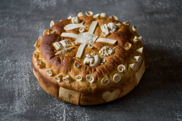 istock Homemade decorated Serbian slava bread 1350239037