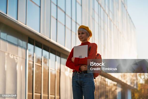 Stem Female University Student Int He Campus Stock Photo - Download Image Now - Candid, Portrait, Student
