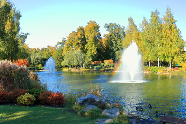 istock Autumn landscape public park fall season 1350244495