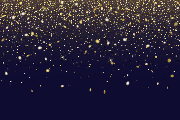 ilustrações de stock, clip art, desenhos animados e ícones de falling gold glitter seamless dark background. can be used for holiday, any celebration or party, christmas, new year, valentine’s day, national holiday, etc. - circle glamour shiny glowing