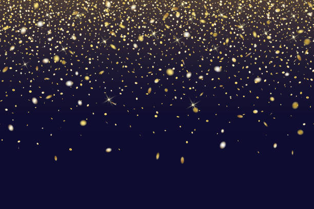 Falling gold glitter seamless dark background. Can be used for Holiday, any celebration or party, Christmas, New Year, Valentine’s Day, National Holiday, etc. Vector glitter background. Carefully layered and grouped for easy editing. The illustration is designed to make a smooth seamless pattern if you duplicate it horizontally to cover more space. new years eve party stock illustrations