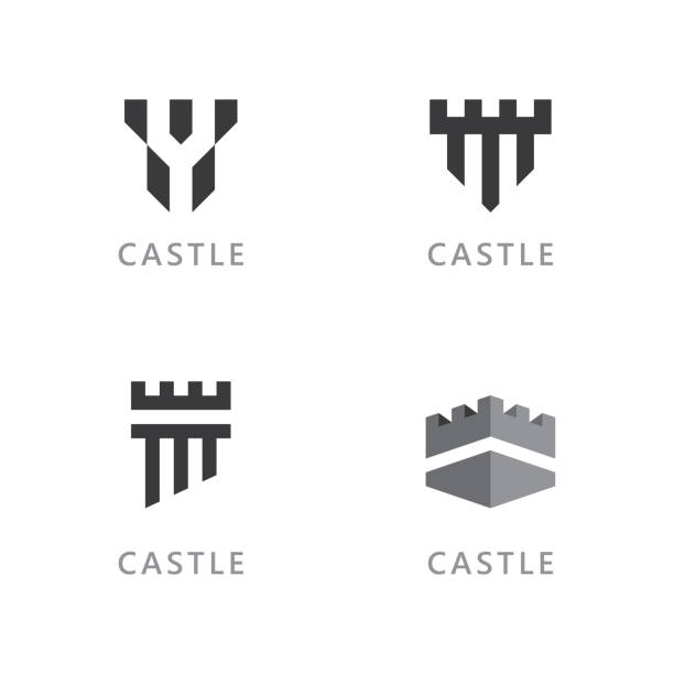 illustrazioni stock, clip art, cartoni animati e icone di tendenza di icona del simbolo vettoriale del castello template vector design - fort