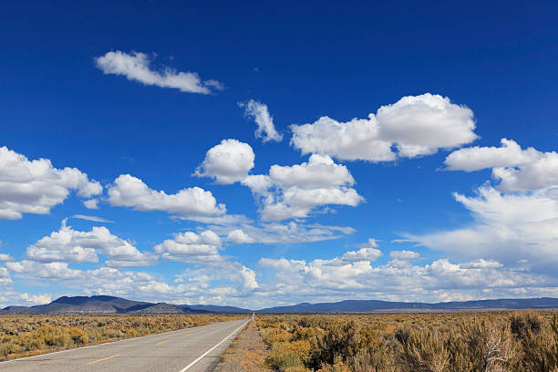 Desert highway in eastern California stock photo