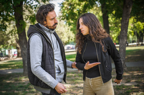 istock Couple in quarrel conflict, argue dissatisfied and try solve problem 1350248777