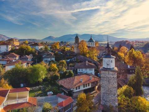 Aerial view of tourist Elena city, Bulgaria in Balkan Mountains