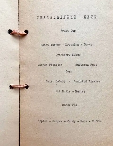 Simple Thanksgiving menu 1943