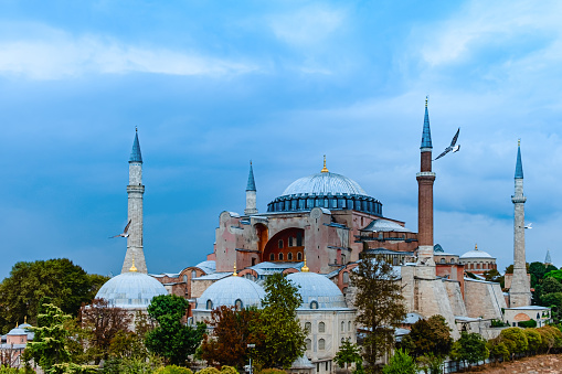 Istanbul, Turkey - Hagia Sophia dome and minarets in the old Sultanahmet