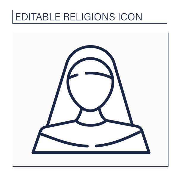ilustrações de stock, clip art, desenhos animados e ícones de nun line icon - confessional nun