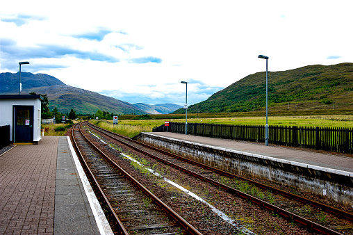 A view from the rail station in Pitlochry Scotland at the foothills of the Scottish Highlands.