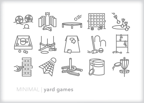 Set of yard game icons for a backyard party with family or friends