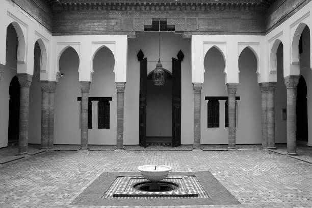 istock Interior of the Kasbah in Morocco in black and white 1350257564