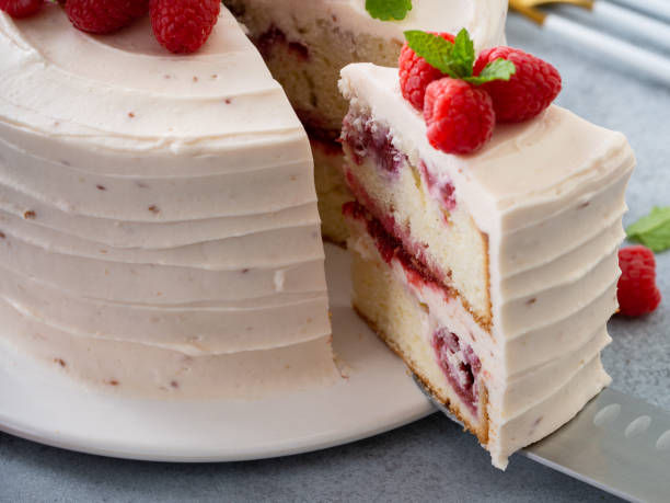 istock Respberry cake with light mascarpone frosting and fresh berries 1350259391