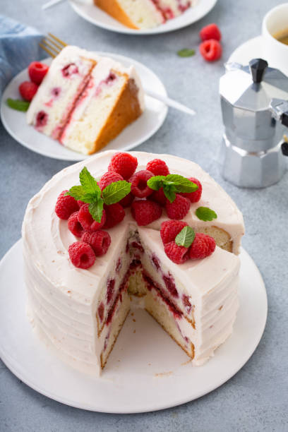 istock Respberry cake with light mascarpone frosting and fresh berries 1350259405