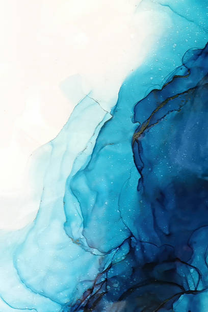 istock Artistic image waves surf ocean  in dark and light blue tones. 1350262065