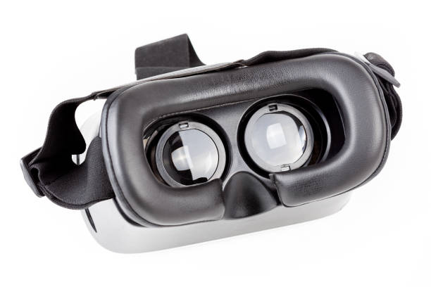 istock VR virtual reality glasses for a smartphone, simple object closeup isolated on white, device cut out. Light in lenses, AR, mobile phone augmented reality tools and equipment abstract concept, nobody 1350268520