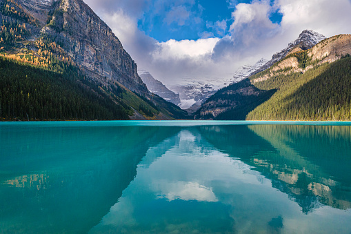 Turquoise Lake Louise in the Canadian Rockies, Alberta, Canada