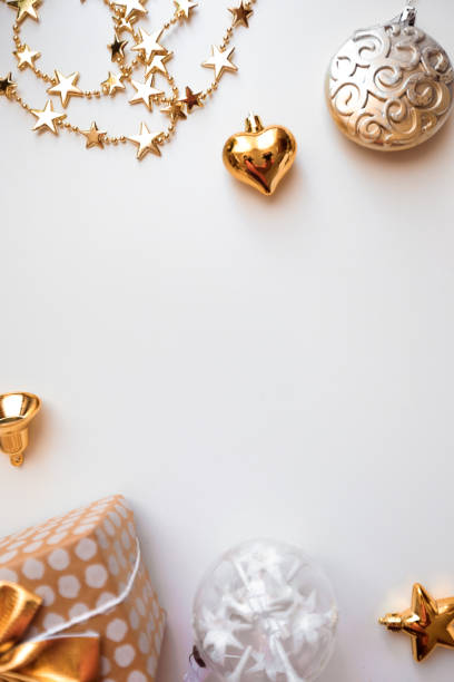 istock new year gifts and decorations on white background top view- Image 1350271725