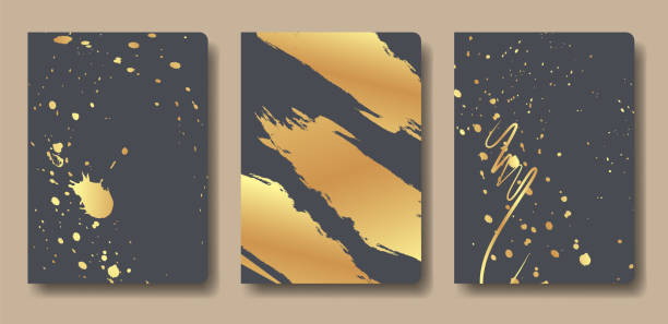 istock Vector set of covers for planners and notebooks. Cover design with gold ornament. Vector traditional decorative backgrounds, easy to re-size 1350281860
