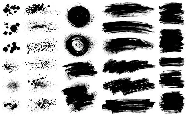Vector illustration of Black paint backgrounds and splatters