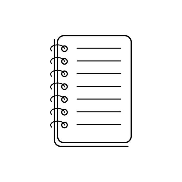 메모장 아이콘 벡터 디자인. - spiral notebook note pad spiral ring binder stock illustrations