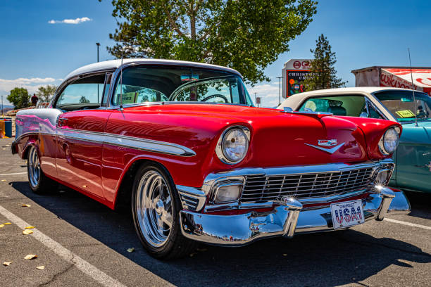 Moncton, New Brunswick, Canada - July 12, 2014: 1955 Chevy parked in the downtown area of Moncton during 2014 Atlantic Nationals Automotive Extravaganza.