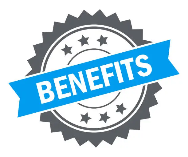 Vector illustration of Benefits - Stamp, Imprint, Seal Template. Grunge Effect. Vector Stock Illustration