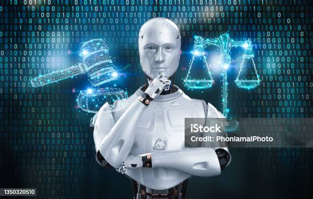 Cyber Law Or Internet Law Concept With Ai Robot Stock Photo - Download Image Now - Artificial Intelligence, Robot, Law