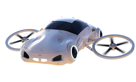 3d rendering flying car or car drone