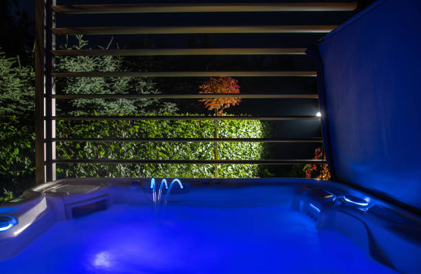 istock Illuminated Residential Hot Tub SPA 1350333367