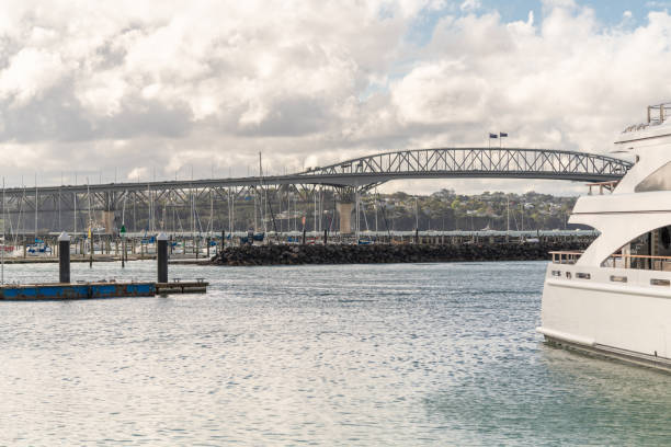 istock Urban skyline and seaport with ships. 1350336675