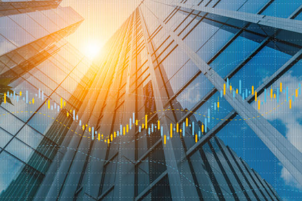 istock Multi exposure of abstract financial graph on office buildings background, forex and investment concept 1350337805