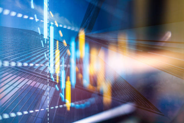 istock Multi exposure of abstract financial graph on office buildings background, forex and investment concept 1350337854