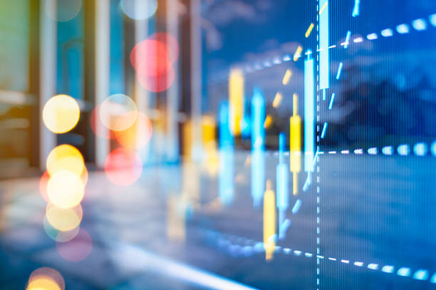 istock Multi exposure of abstract financial graph on office buildings background, forex and investment concept 1350337867