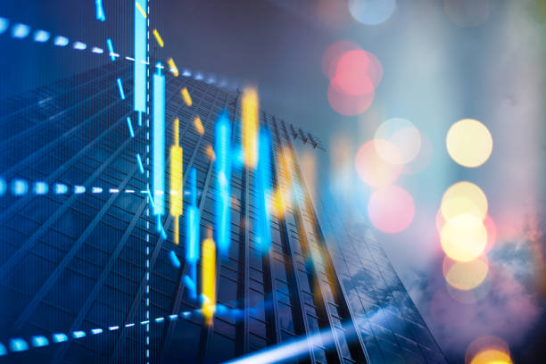 istock Multi exposure of abstract financial graph on office buildings background, forex and investment concept 1350337896