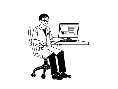 Male doctor sitting in a chair