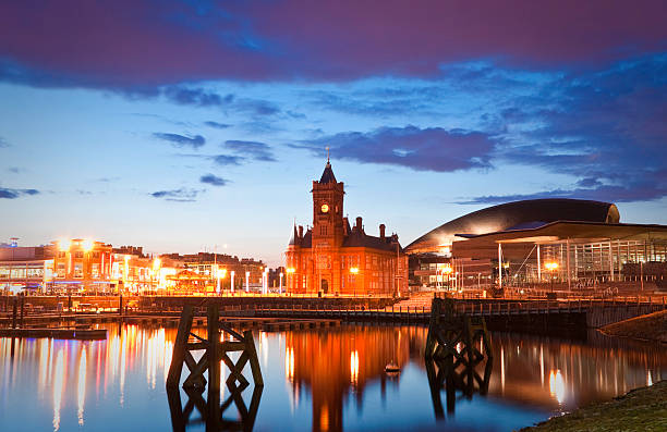 paisaje de la bahía de cardiff - cardiff wales bay uk fotografías e imágenes de stock