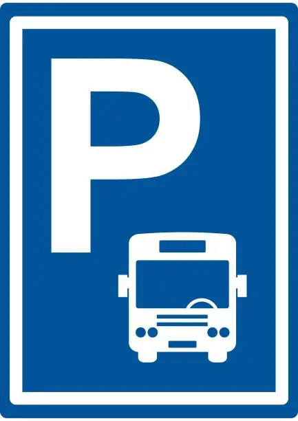 Vector illustration of Parking lot for bus parking, traffic sign, eps.