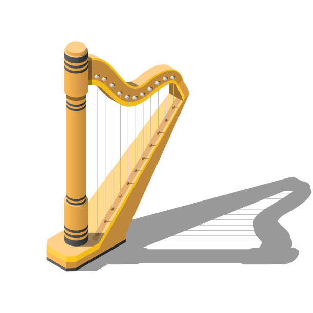 istock Isometric 3D Music Instrument Harp Play Element Vector Design Style For Concert, Performance, Relax 1350350948