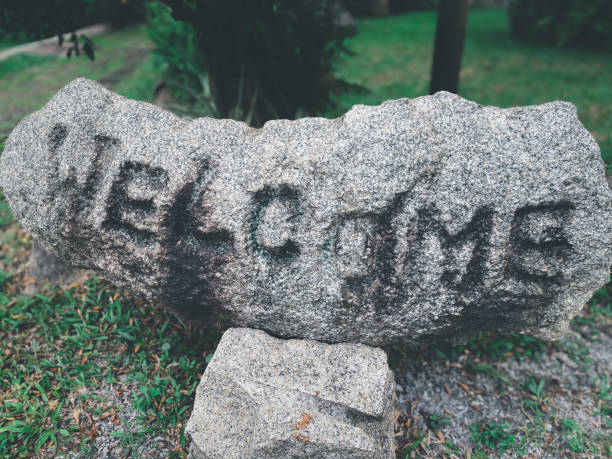 istock Nature garden, park decorated with natural stones 1350355488