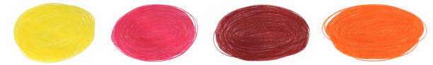 istock Set of Abstract Stain Drawn by Colored Pencil Isolated on White Background. 1350365020