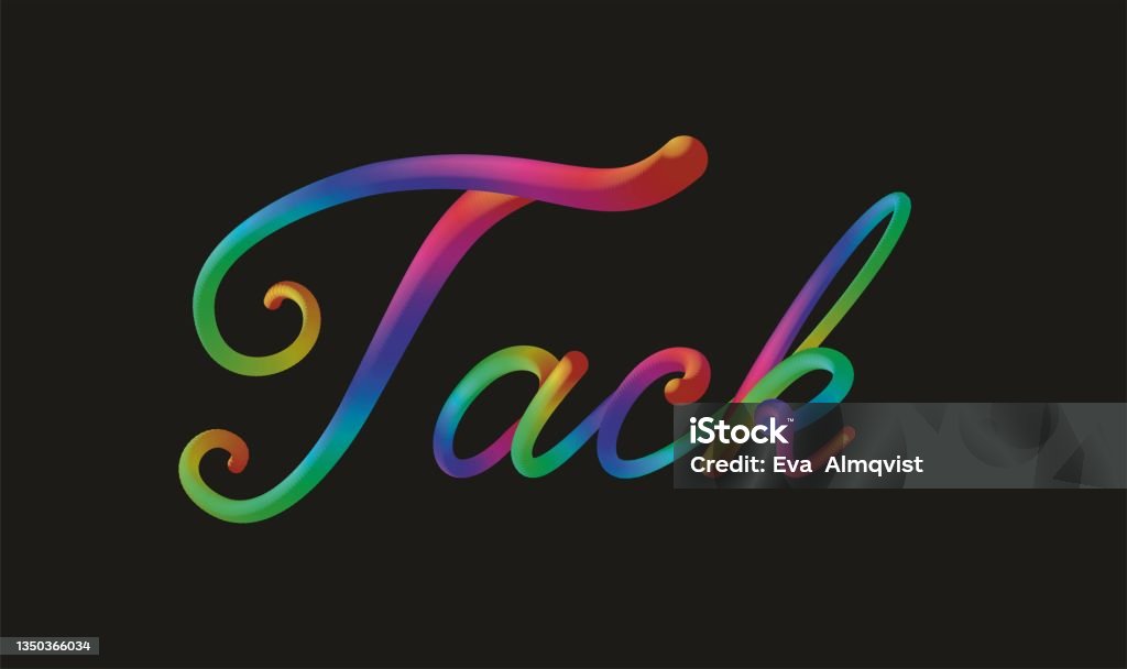 Tack Röd Text Typograpic Colorful Text Tack Means Thanks In Swedish Language Vector ...