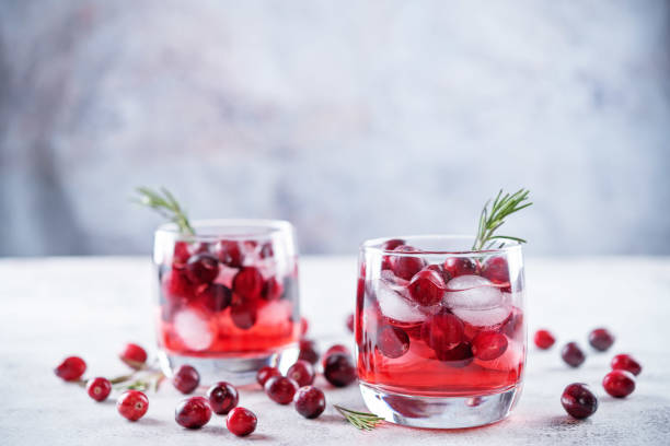 istock Cranberry rosemary gin in glass 1350368211